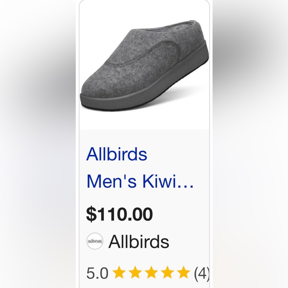 Allbirds Men’s Gray Kiwi Clog NWT
